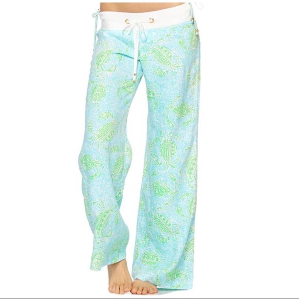 Lily Pulitzer Beach Pant Get Crackin Crab Pull-On Tie Linen Pants XL